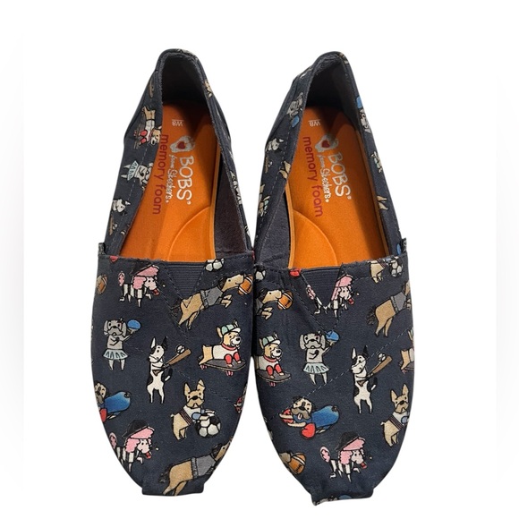 NWOT Bobs From Sketchers Plush Dog Pattern Slide On Shoes Size 8. - Picture 7 of 8